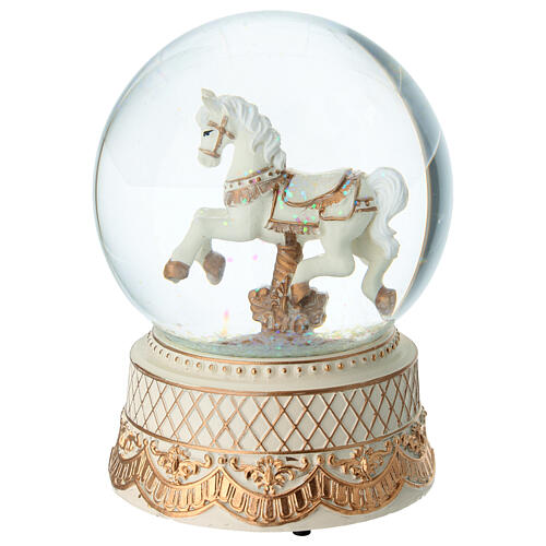 Snow globe with carousel horse, 7 in 1
