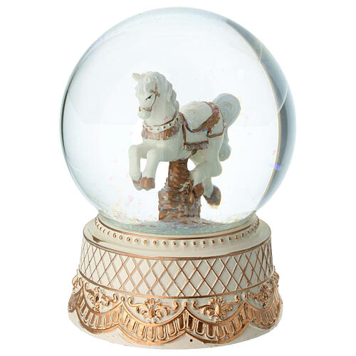 Carrousel boule à neige cheval 17 cm 3