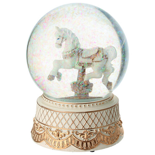 Globo de neve cavalo de carrossel 17 cm 2