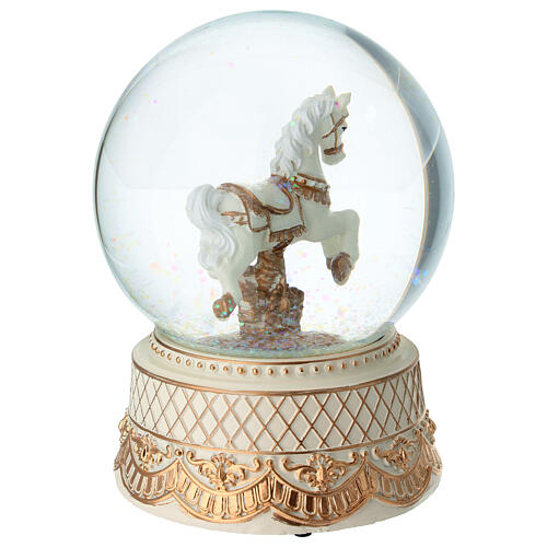 Carousel Horse Snow Globe 17 cm 4