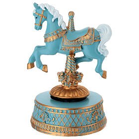 Karussellpferd Spieluhr himmelblau und gold 16 cm