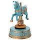 Cavallo da giostra carillon celeste ed oro 16 cm s2