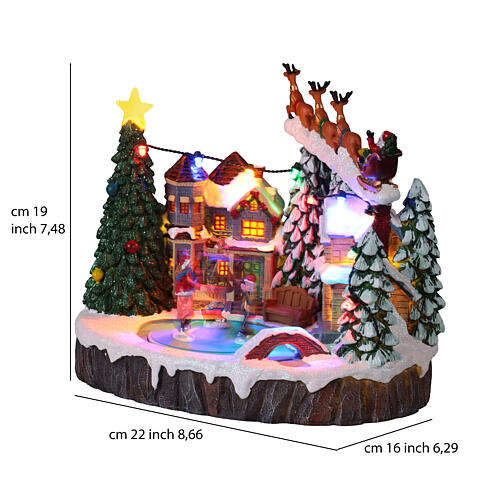 Weihnachtliche Winterszene mit Eisläufern und LED-Beleuchtung – ca. 22 × 16 × 18 cm 3