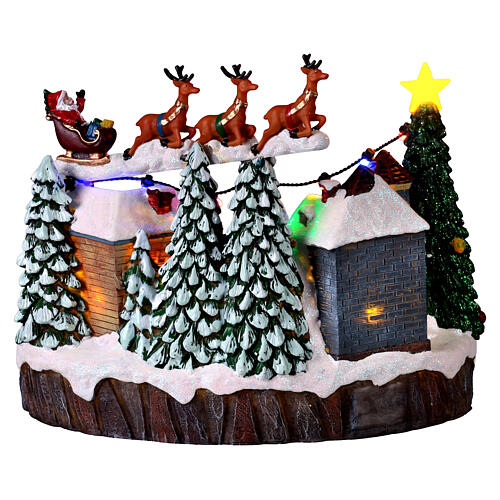 Villaggio Natalizio illuminato pattinatori in movimento con musica 20x15x18 cm 5