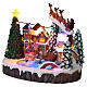 Villaggio Natalizio illuminato pattinatori in movimento con musica 20x15x18 cm s3