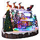 Villaggio Natalizio illuminato pattinatori in movimento con musica 20x15x18 cm s4