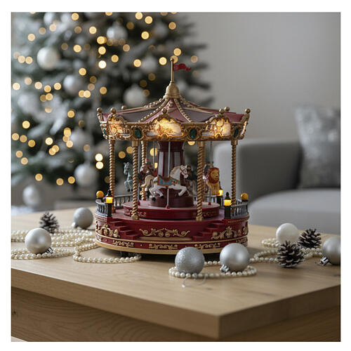 Weihnachtliches Karussell mit Musik, LED-Beleuchtung und Bewegung – ca. 25 × 25 cm 2