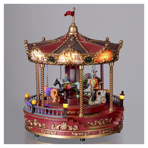 Christmas carousel with music and lights and motion, 10x10 in 7