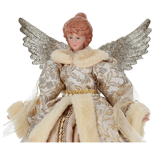 Standing angel in golden fabric dress, 14x6x16 in 2
