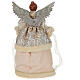 Ángel punta árbol dorado de pie vestido tela 35x15x40 cm s5