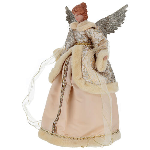 Anjo dourado de pé vestido em tecido 35x15x40 cm 3