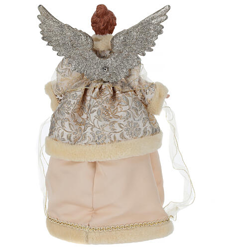 Anjo dourado de pé vestido em tecido 35x15x40 cm 5