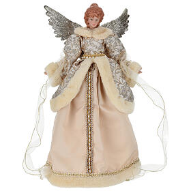 Golden standing angel in fabric dress 35x15x40 cm