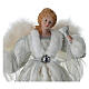 Christmas tree topper : silver standing angel with fabric dress and silver trimmings, 14x6x16.5 in s2