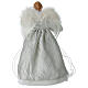 Christmas tree topper : silver standing angel with fabric dress and silver trimmings, 14x6x16.5 in s5