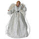 Silver standing angel in fabric dress with silver trimmings, 35x15x40 cm s1