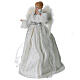 Silver standing angel in fabric dress with silver trimmings, 35x15x40 cm s3