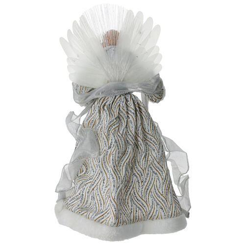 Ángel vestido blanco tela con cuentas strass plateados punta árbol 35x15x40 cm 5