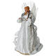 Ángel vestido blanco tela con cuentas strass plateados punta árbol 35x15x40 cm s3