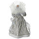 Ángel vestido blanco tela con cuentas strass plateados punta árbol 35x15x40 cm s5