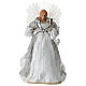 Angelo vestito bianco tessuto con strass argentati puntale albero 35x15x40 cm s1