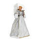 Angelo vestito bianco tessuto con strass argentati puntale albero 35x15x40 cm s4