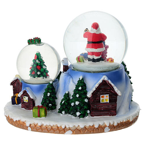 Bola de nieve regalos Papá Noel y pueblo 15x10x12 cm 5