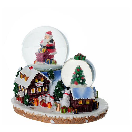 Santa Claus snow globe gifts and village lights 15x10x12 cm 3