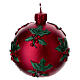 Candela pallina di Natale decoro agrifogli 10 cm s1
