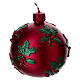 Candela pallina di Natale decoro agrifogli 10 cm s2