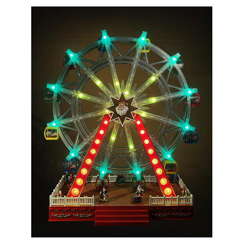 Animated Christmas ferris wheel with coloured LEDs, 22x10x26 in 3