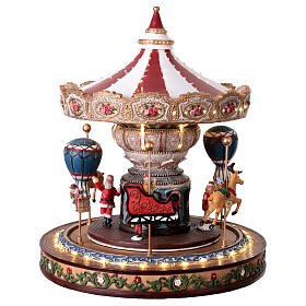Animated carousel with LED lights and music box, 12x14x16 in