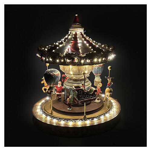 Animated carousel with LED lights and music box, 12x14x16 in 3