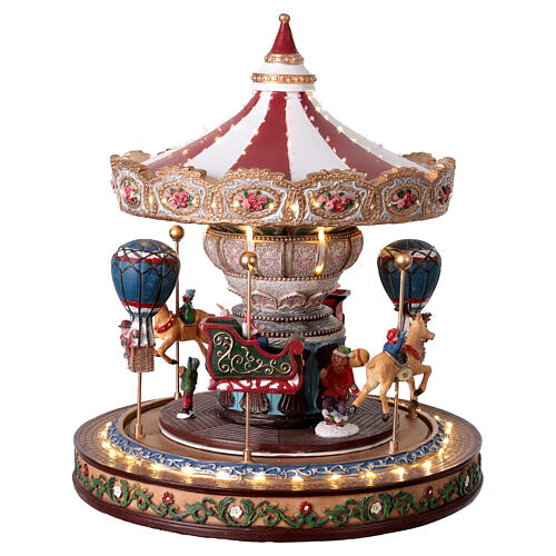 Animated carousel with LED lights and music box, 12x14x16 in 4