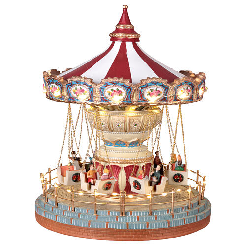 Carillon giostra con seggiolini animata led e musica 25x25x30 cm 1