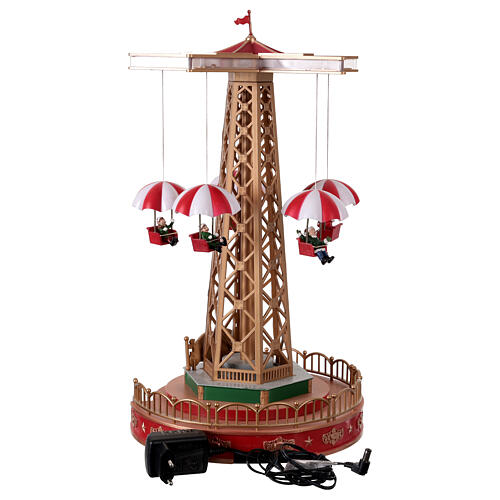 Manège de Noël avec parachutes animés, lumières et musique 25x25x45 cm 6