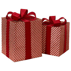 Set of 6 red and gold glitter gift boxes