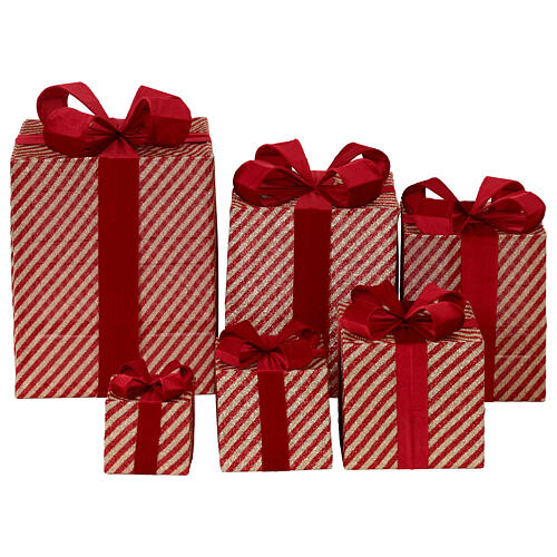 Set de regalos purpurina rojos y dorados 6 piezas 3