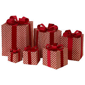 Set of red and gold glitter gift boxes 6pcs