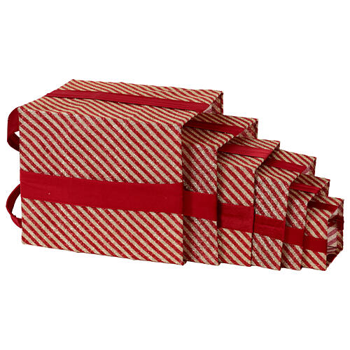Set of red and gold glitter gift boxes 6pcs 4