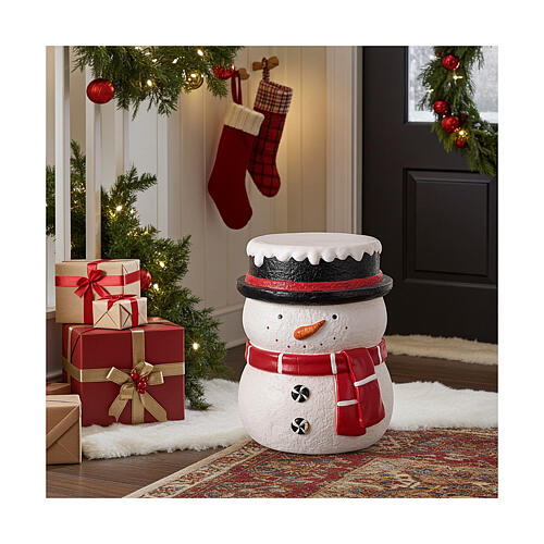 Sgabello pupazzo di neve 35x35x45 cm resina 2