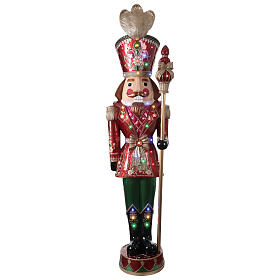 Nussknacker mit Stab und LED-Beleuchtung – 270 cm Höhe, Fiberglas