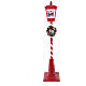 Lampione rosso natalizio movimento neve e pupazzo 180 cm s1