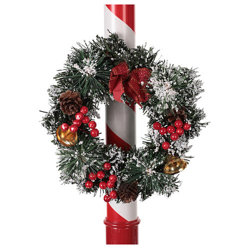 Poste de luz vermelho de Natal movimento neve e boneco 180 cm 9