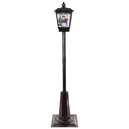 Black Christmas lamppost with snow movement and snowman, 70 in 1