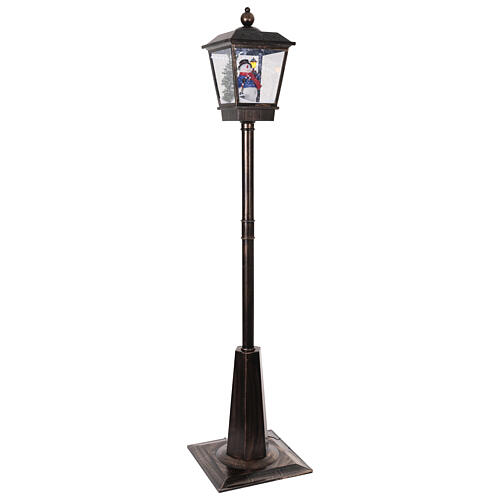 Black Christmas lamppost with snow movement and snowman, 70 in 8