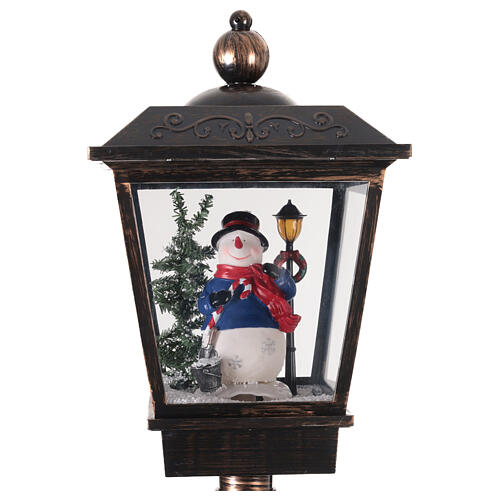 Black Christmas lamppost with snow movement and snowman, 70 in 9