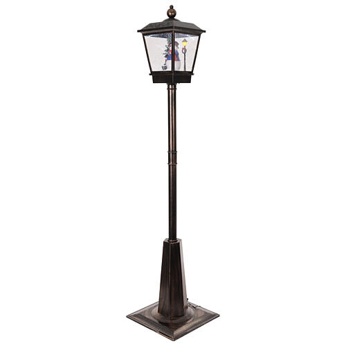 Poste de luz preto natalino com movimento de neve e boneco de neve 180 cm 4