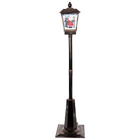 Farol negro y gris con movimiento de nieve y Papá Noel 180 cm