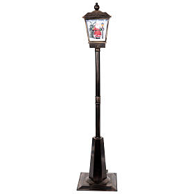 Farol negro y gris con movimiento de nieve y Papá Noel 180 cm